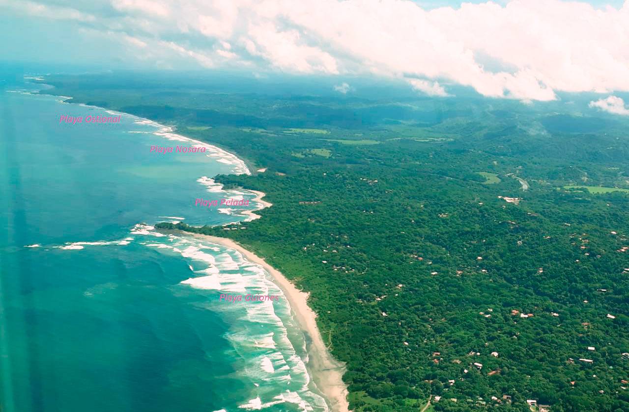 Guiones Beach Nosara from the air